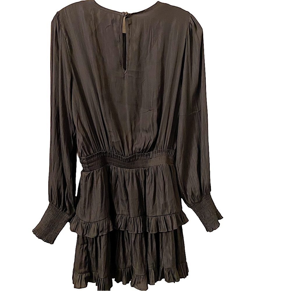 Do + Be Small Pullover Keyhole Closure Smock Waist Ruffles Long Sleeves Dress - Picture 3 of 6